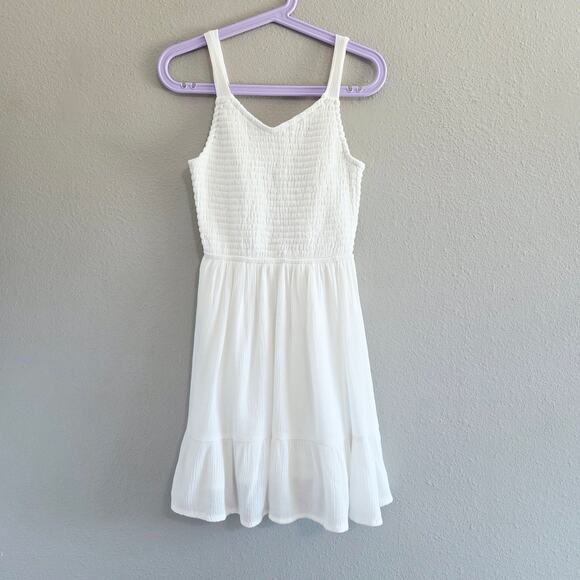 Art Class Girls Size Small 6/7 Sleeveless Smocked Sun Dress, White Rayon Blend - Picture 1 of 8